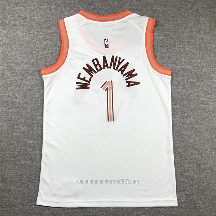 Camiseta Nino San Antonio Spurs Victor Wembanyama #1 Ciudad 2023-24 Blanco